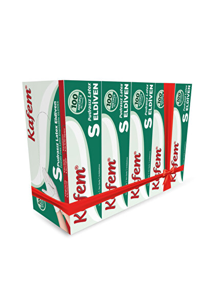 KAFEM Beyaz Lateks Eldiven Pudrasız (S) 100 Lü X 5 Paket