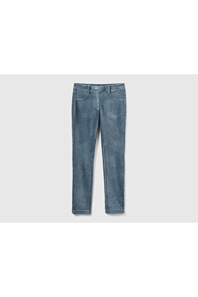 Benetton United Colors of Benetton Kız Çocuk Antrasit Kadife Jegging Pantolon