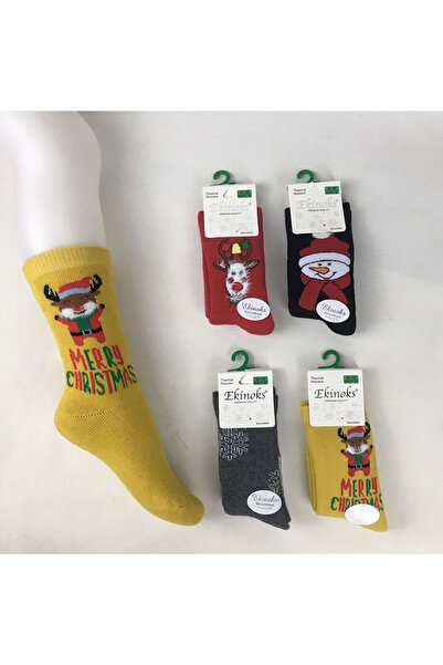 Ekinoks EKINOKS CHRISTMAS PATTERNED NEW CONCEPT THERMAL SOCKS SOCKET SOCKS-MERRY CHRISTMAS