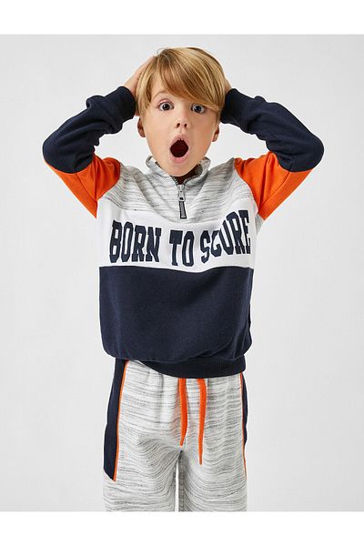 Koton Printed Sweatshirt Zipper Collar Cotton