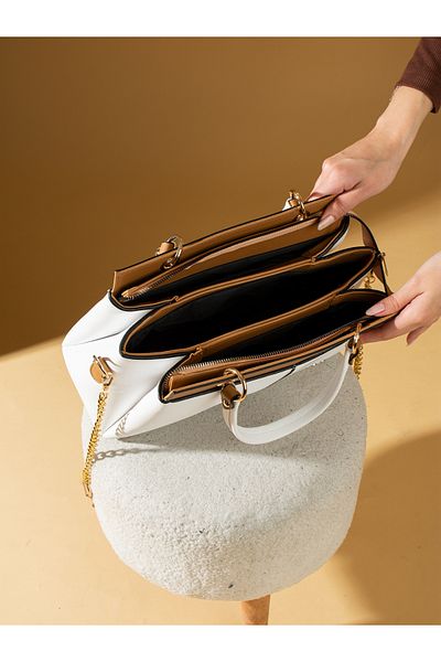 Alemdar Shoes Geantă albă pentru femei cu curea lungă