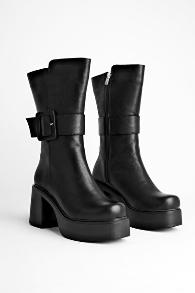 Lal Shoes & Bags Γυναικείες μπότες από γνήσιο δέρμα Misha με λεπτομέρεια μεγά...