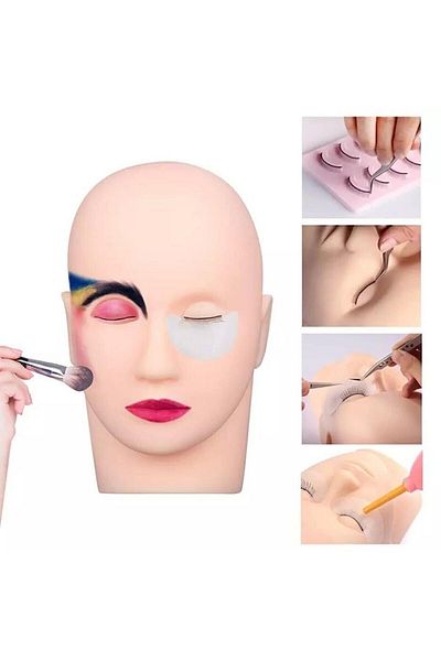 Bundeba Artificial Face Mannequin Makeup Practice And Silk Eyelash Makeup Training
