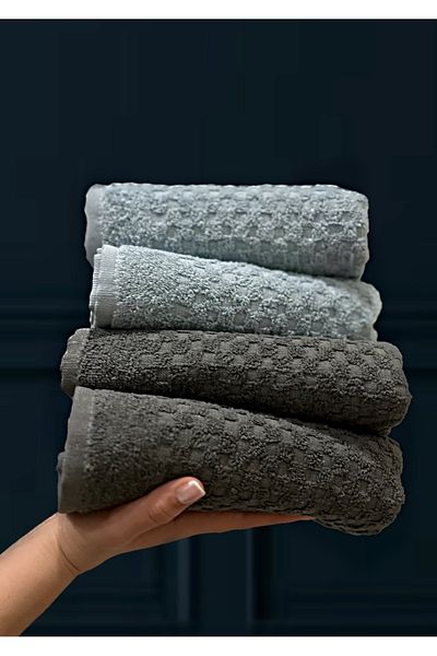 SHAL HOME Shal 100% Cotton Set of 4 50x90cm Hand & Face Towels