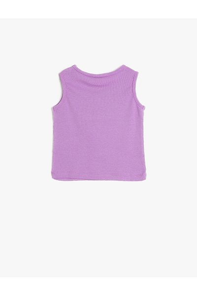 Koton Crew Neck Sleeveless T-Shirt with Glitter Detail