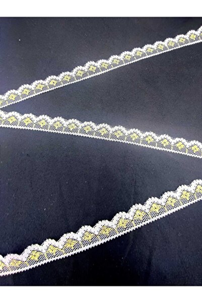 FASHİON DANTEL دانتيل نايلون قوي بدون ليكرا عرض 2 سم طول 10 متر حافة إكرو موديل ذهبي-ذهبي لامع