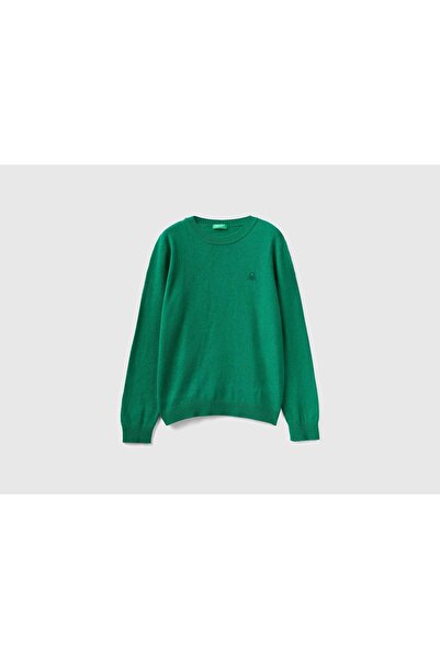 Benetton United Colors of Benetton Erkek Çocuk Yeşil Bisiklet Yaka Kazak BNT-B