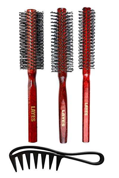 Layes سلسلة فرشاة مجفف الشعر الاحترافية المكونة من 3 قطع للرجال + مشط تصفيف الشعر