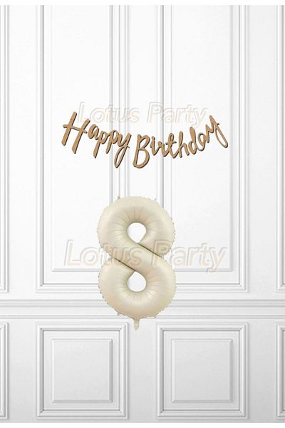 LOTUS PARTY Σετ Kraft Happy Age 8 - Πανό Kraft Happy Birthday - Μπαλόνι με αριθμό κρέμας