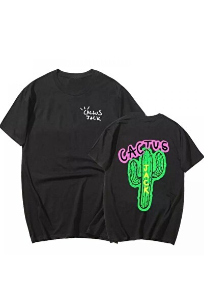 Adrift Unisex antracit majica sa kaktusom Štampano Oversize kroj okrugla kragna