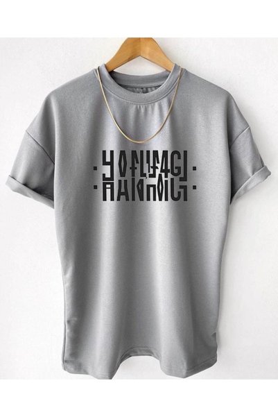 Adrift Unisex Gray Ma'Am Printed Folded Crew Neck T-Shirt