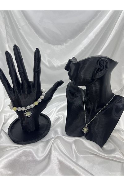 Yıldız Accessory Night Glow Lotus Necklace Bracelet Set of 2