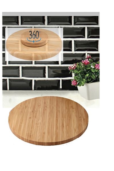 Kitchen Pembelia لوحة عرض إفطار من الخيزران تدور 360 درجة