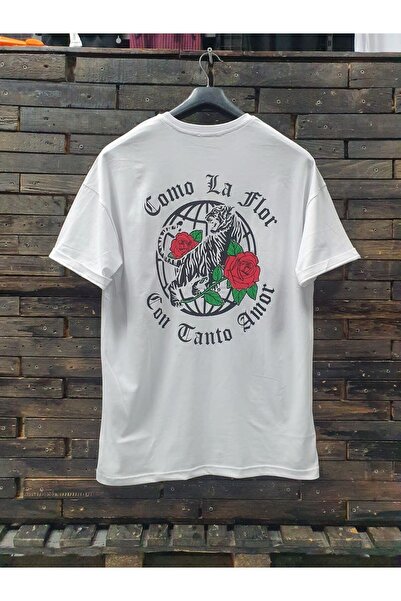 Adrift تيشيرت كومو لا فلور كون كانتو أمور أبيض اللون للجنسين مطبوع من الأمام ...