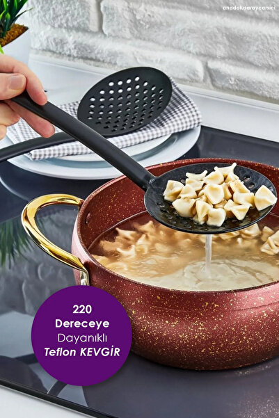 Orvila Yanmaz Yapışmaz Yüksek Isıya Dayanıklı Teflon Kevgir Süzgeçi