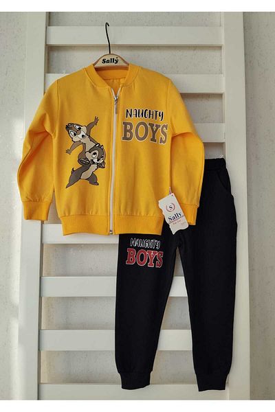 sally baby 2 Thread Seasonal, Zippered, Squirrel Printed Bottom and Top Set, Tracksuit Set
