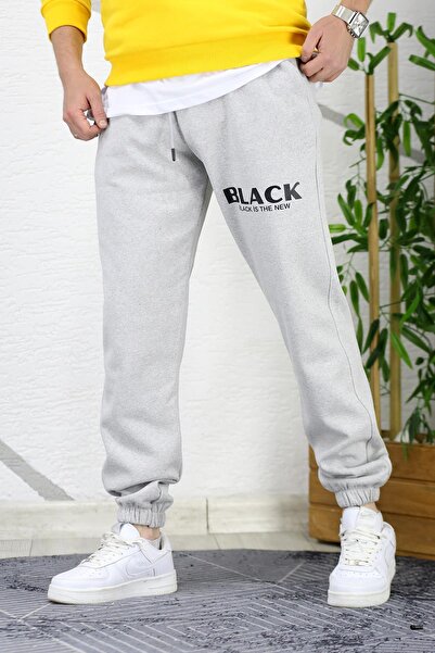 WAFRA Erkek Üç İplik Şardonlu Black Baskılı Eşofman Altı
