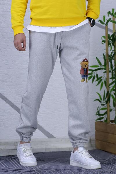 WAFRA Erkek Şardonlu Üç İplik Ayıcık Baskılı Eşofman Altı