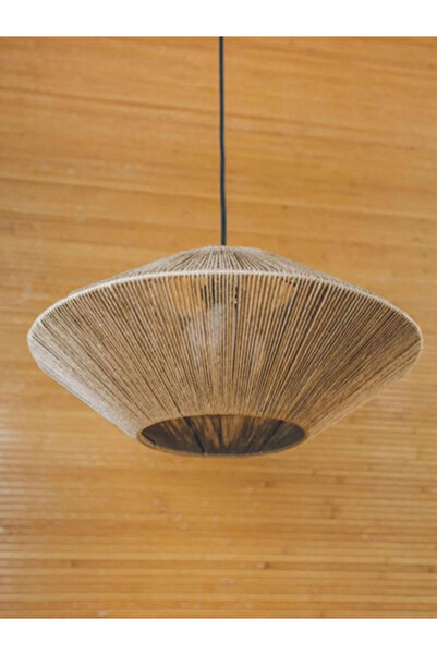 BYTE Rustik Sarkıt Huni Hasır Jüt Ip Dolama Ufo Avize Gece Püsküllü Kablolu Duylu Bohem Aydınlatma