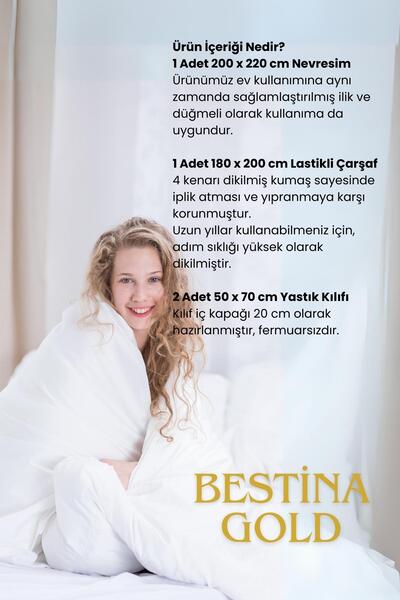 BESTİNA GOLD Двоспальний комплект постільної білизни Ranforce з бавовняної тканини (простирадло з гумкою)