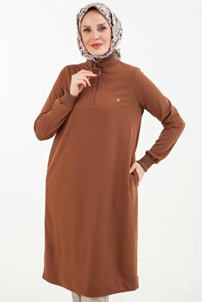 Armine TREND ARMİNE TREND Örme Kumaş Yakası Fermuarlı Ribanalı Kışlık Tunik-B...