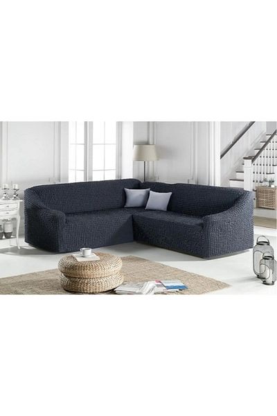 Eldost Ticaret Eldost L Corner Sofa Cover - Skirtless, Oversized, Elastic, Standard 1 Piece