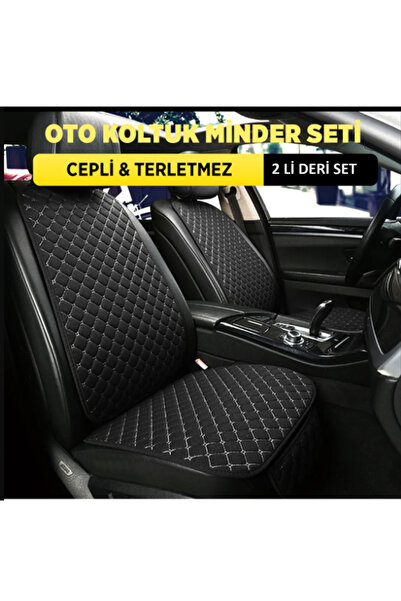 TEKNOCLUB Oto Araba Deri İkili Sırtlı Ön Koltuk Minderi, 2li Deri ön koltuk S...