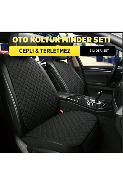 TEKNOCLUB Oto Araba Deri İkili Sırtlı Ön Koltuk Minderi, 2li Deri ön koltuk S...