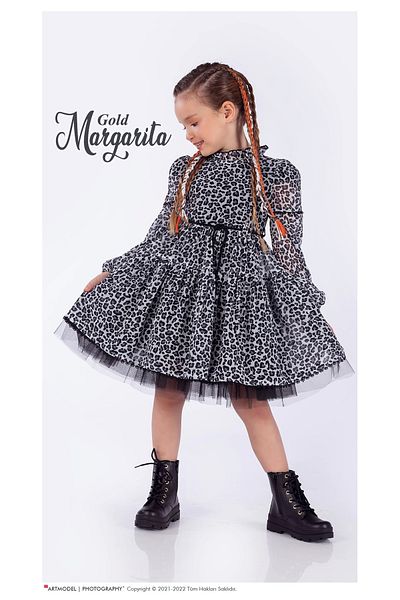 gold margarita Girl's Leopard Evening Dress