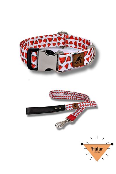 UTDpet Watermelon Dog Collar and Travel Dispatch Strap Set (With Scarf Gift)