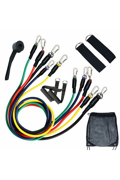 Buffer ® 2 Pcs 11 Pieces Latex Sports Set Exercise Band Equipment Pull Rope Workout Set