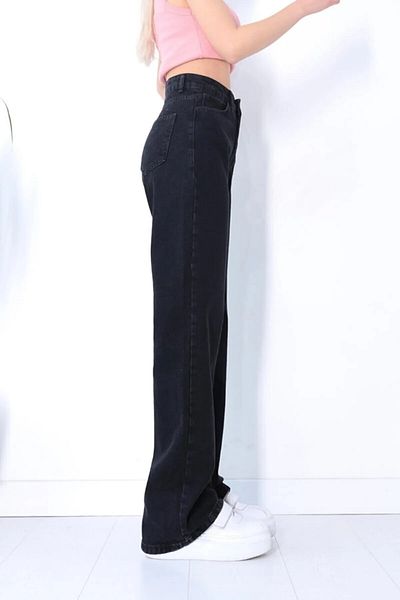 Livik Malfoy Children's Wide Leg High Waist Black Jean Trousers
