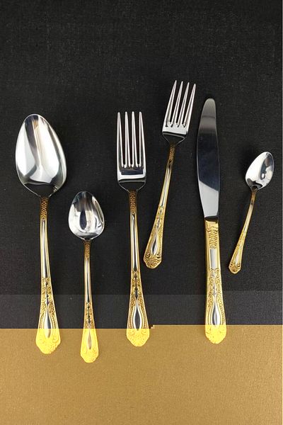ACAR Haven 72 Piece Steel Fork Spoon Knife Set Gold
