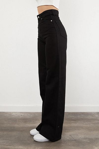 Livik Malfoy Children's Wide Leg High Waist Black Jean Trousers