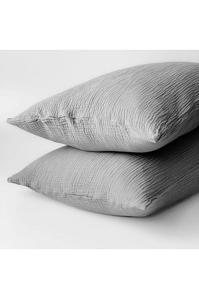 Anne Sesi Multi Muslin 2-Piece Pillowcase 100% Organic Cotton, 50x70 Cm (DOVE GRAY)