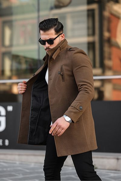Slim fit long coat mens shop