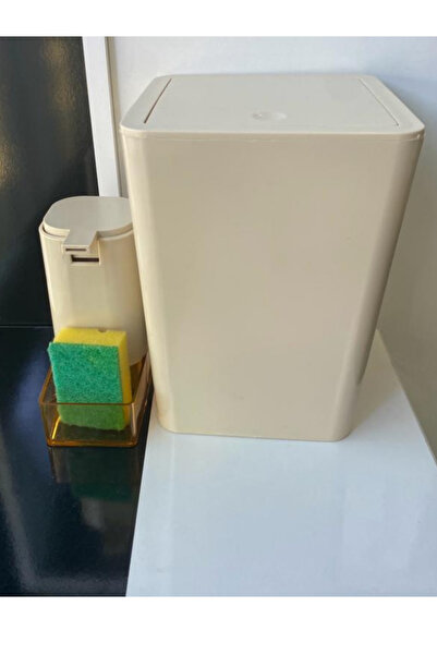 Milat Store 2'li Çöp Kovası-Süngerlikli Deterjanlık Set - Çöp Kovası Sabunluk...