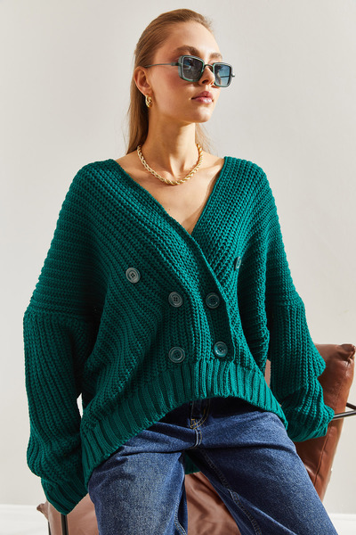 Bianco Lucci Cardigan tricotat cu șase nasturi împletit pentru femei