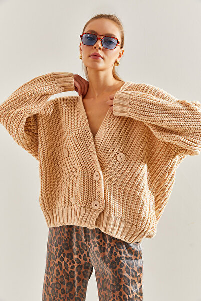 Bianco Lucci Women's Braided Six-Button Knitwear Cardigan