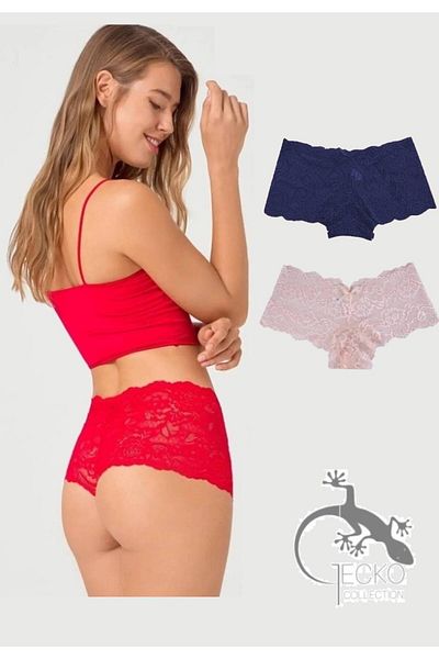 GECKO COLLECTION Gecko Lace Shorts Boxer Women's Panties 3-Piece