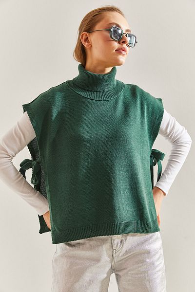 Bianco Lucci Women's Turtleneck Belt Tie Knitwear Sweater