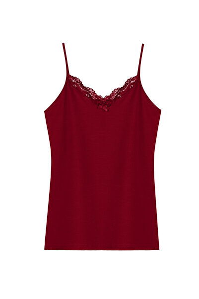 HNX Cotton Collar Lace Thin Strap Women's Tank Top