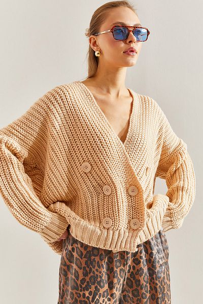 Bianco Lucci Women's Braided Six-Button Knitwear Cardigan