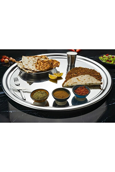 Yıldız çelik krom kahvaltı tepsi & sinisi 42 cm