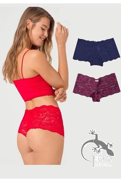 GECKO COLLECTION Gecko Lace Shorts Boxer Women's Panties 3-Piece