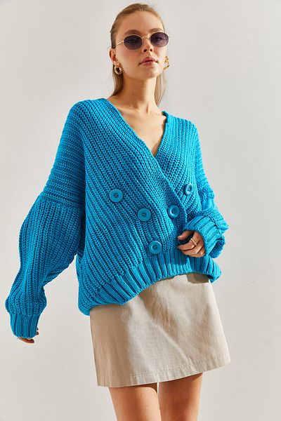 Bianco Lucci Women's Braided Six-Button Knitwear Cardigan