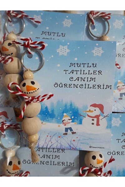 TASARİMECRN 5 Adet karne hediyesi kardan adam anahtarlık Ara Tatil, Sömestr T...