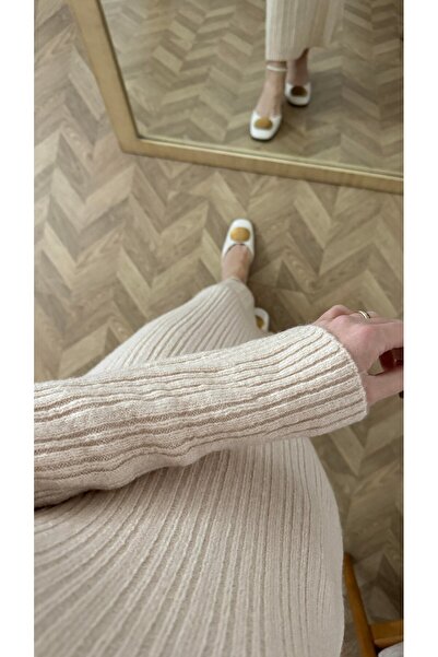 HARMONY GLOBAL Γυναικείο μακρύ πλεκτό φόρεμα με γιακά Madonna Off-the-Shoulder