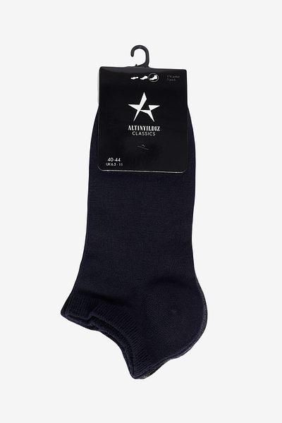ALTINYILDIZ CLASSICS Men's LACIAN-ANTHRACITE-WHITE 3-Piece Bamboo Booties Socks