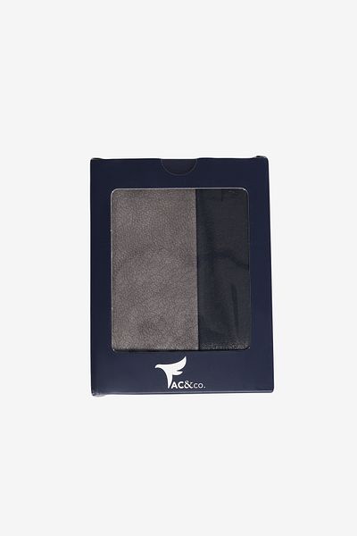 AC&Co / Altınyıldız Classics Herren-Geldbörse in Anthrazit-Schwarz mit Geschenkbox und Kartenfach